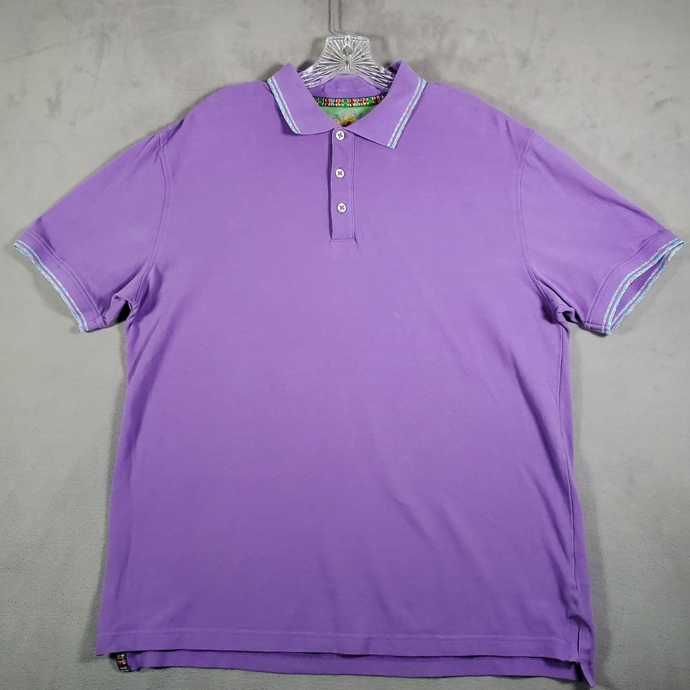 Robert‎ Graham Polo Shirt Mens L Purple Short Sleeve Cotton Luxe Preppy Casual